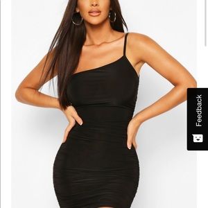 Ruched one shoulder mini dress